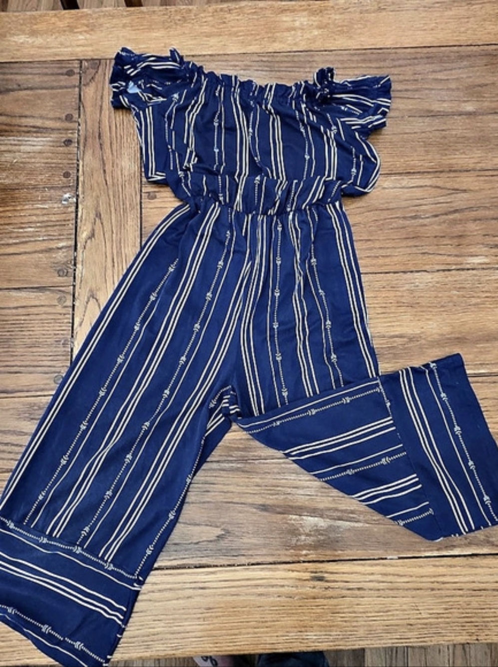 Shosho Striped Romper in Blue & White Size 12
